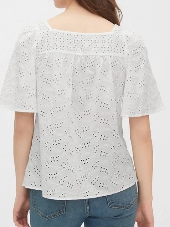 GAP White peasant Eyelet Square-Neck Top - Picture 2 of 5